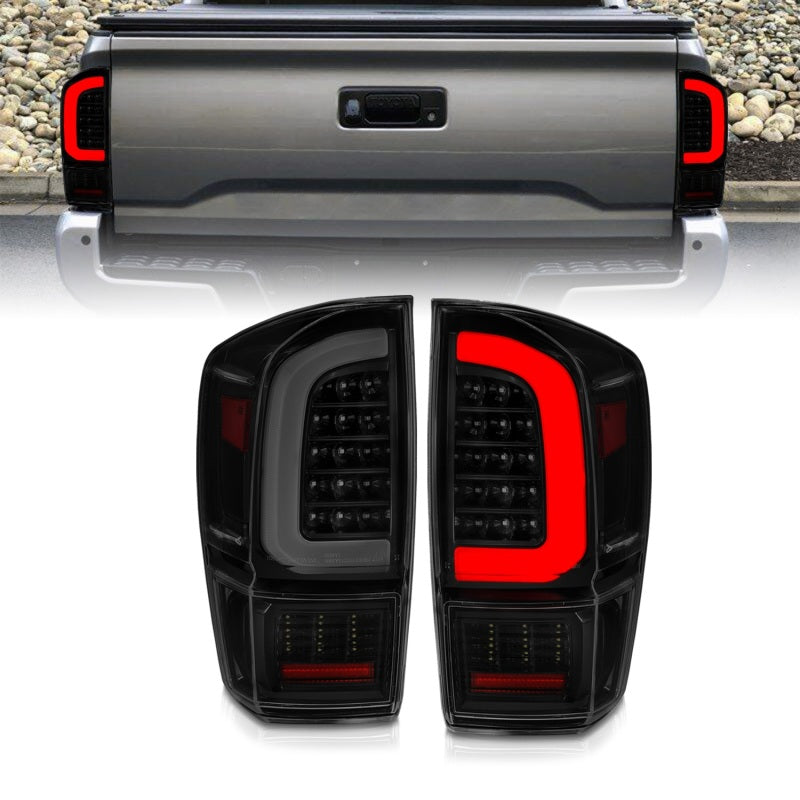 ANZO, ANZO LED Tail Lights w/ Light Bar Sequential Black Housing & Smoke Lens Toyota Tacoma 2016-2020 | 311401