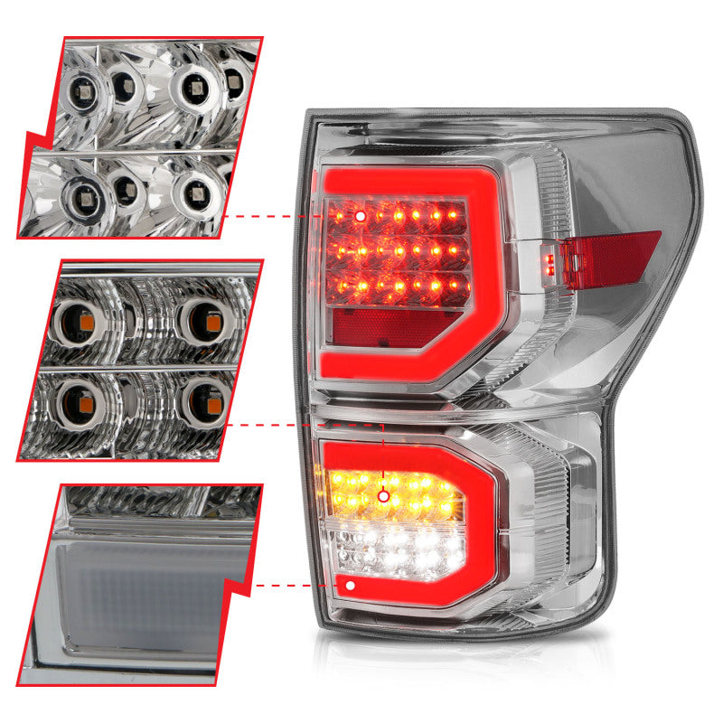 ANZO, ANZO LED Taillights Chrome Housing Clear Lens Pair Toyota Tundra 2007-2013 | 311338