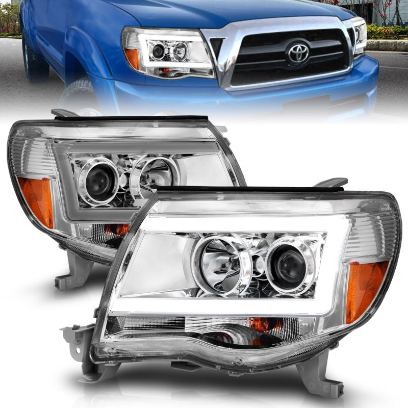 ANZO, ANZO Projector Headlights w/ Light Bar Chrome Housing Toyota Tacoma 2005-2011 | 111518