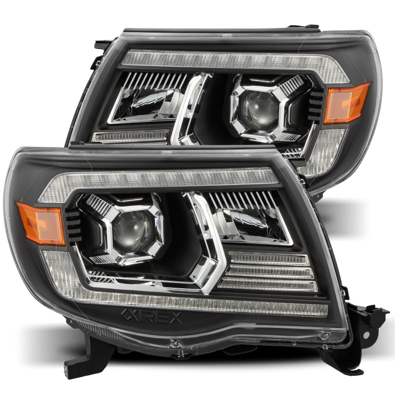 AlphaRex, AlphaRex LUXX LED Projector Headlights Plank Style Black w/Activation Light and DRL Toyota Tacoma 2005-2011 | 880741