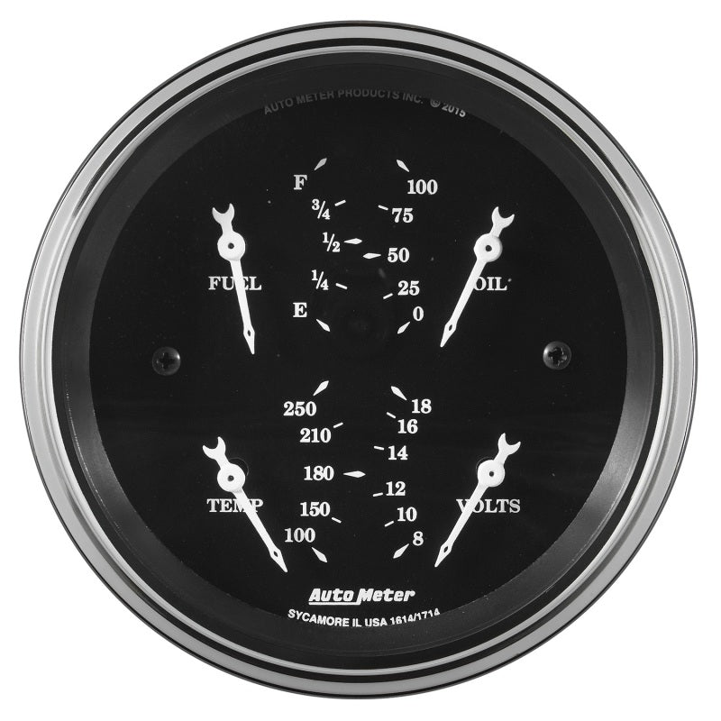 AutoMeter, Auto Meter Gauge Dual Fuel & OILP 3 3/8in 240E-33F & 100psi Elec Old Tyme Black Universal | 1713