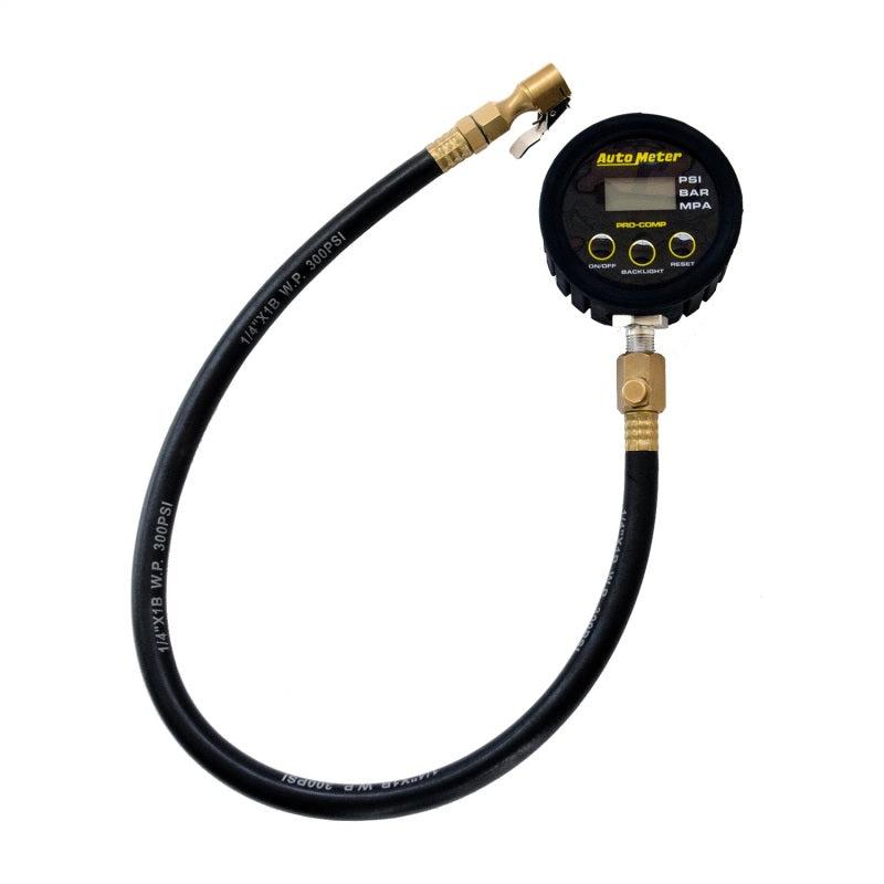 AutoMeter, Autometer 0-50PSI Race Digital Tire Pressure Gauge w/ 25in Hose Universal | 2163