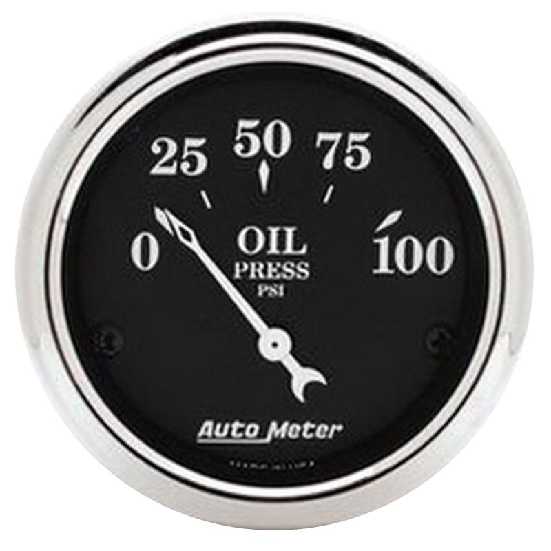 AutoMeter, Autometer 2 1/16in 100PSI Old Tyme Black Electric Oil Pressure Gauge Universal | 1727